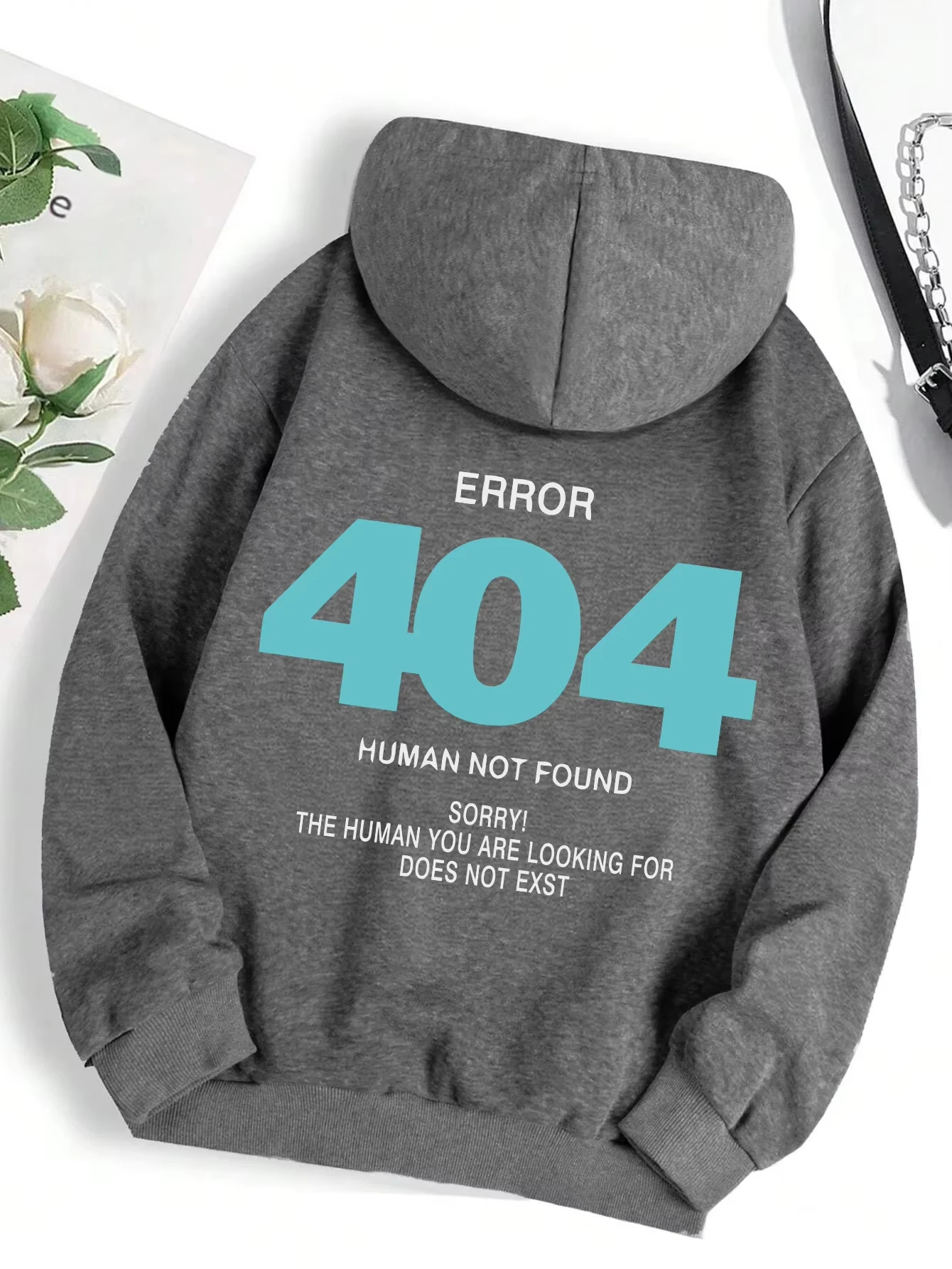 Autumn and Winter Men's Sweatshirt Error 404 Not Found Human Sorry Print Women's Trend Outdoor Leisure Loose Street Sportswear