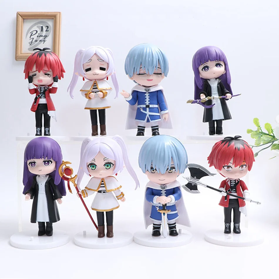 8CM Frieren: Ponad Koniec Podróżi Figurka Anime Frieren Figurka na Biurko Śliczna 4-8 szt./zestaw Figurka Akcji Frieren Model Lalka Zabawka