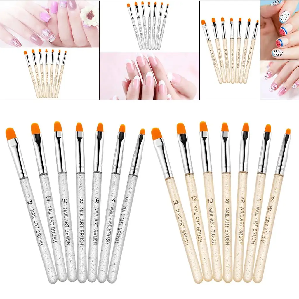 7 stks/set Gel Nail Art Brush Pen Acryl Platte Ronde Valse Tips Builder voor