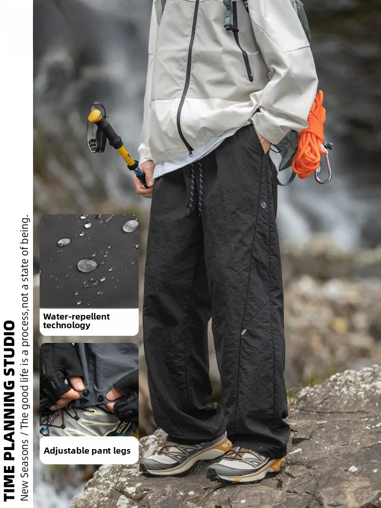 

Водостойкие мужские рабочие брюки, прямые брюки, свободный крой, весна-осень, черные повседневные длинные брюки для пешего туризма и улицы