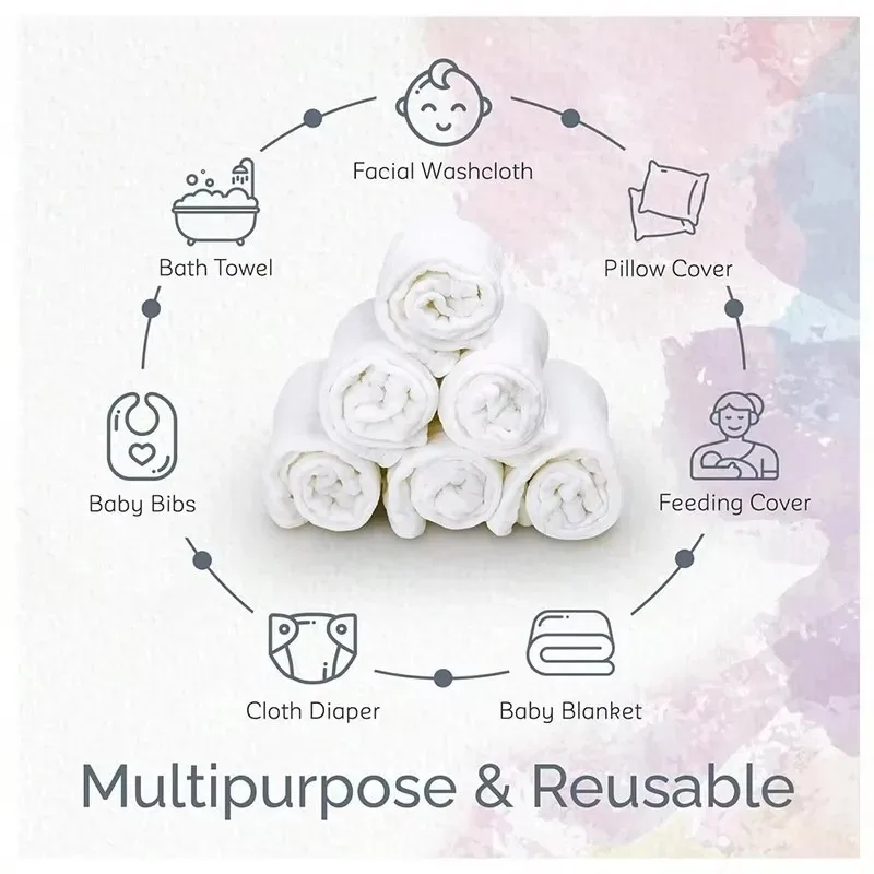 1/2/3/4PCS  Muslin Baby Towel Long Burp Cloths Soft Absorbent Cotton Gauze Towel Baby Bib Newborn Feeding Accessories