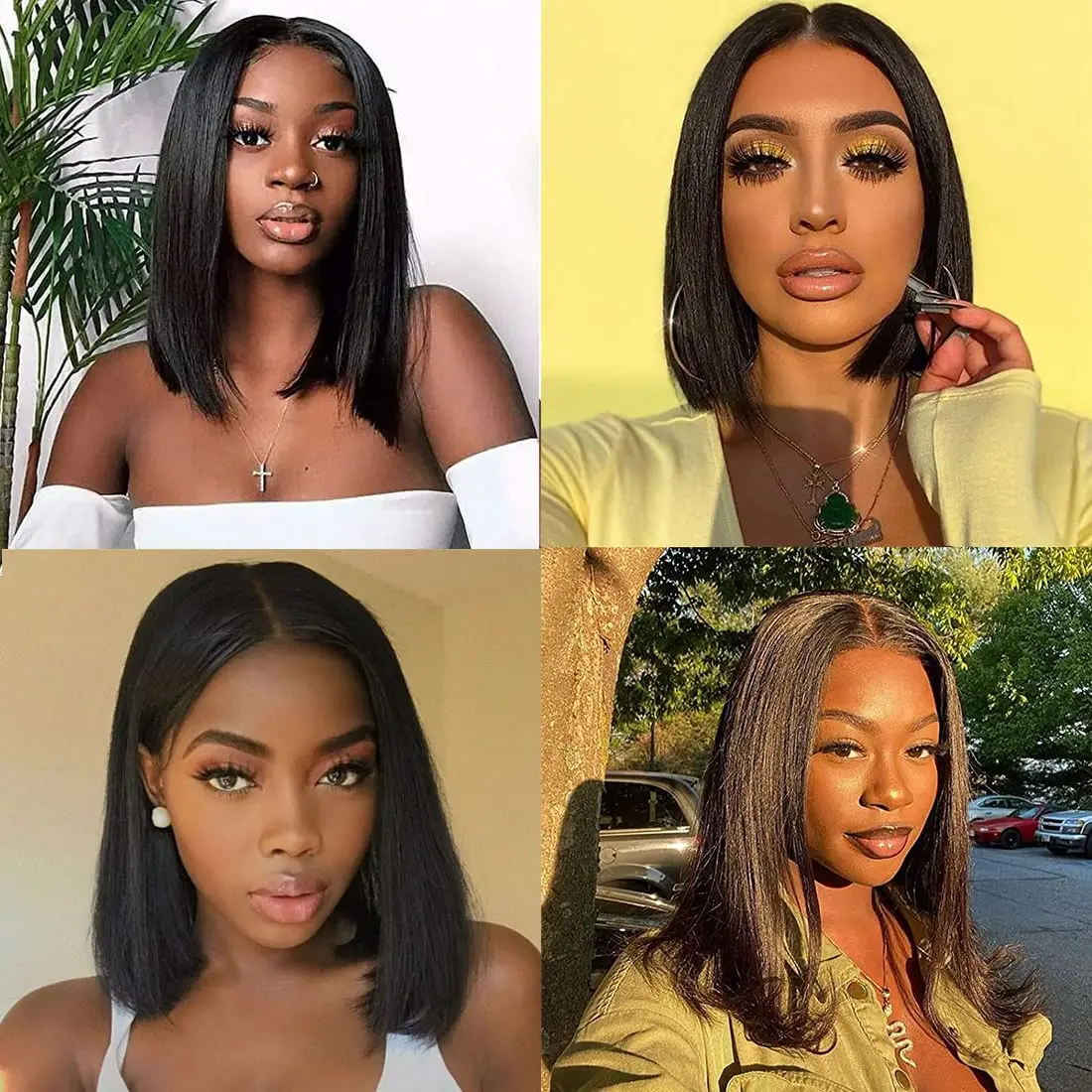 Short Bob Wigs Black Straight Hair for Women Middle Part Straight Hair  synthetic Wigs African Female  Daily