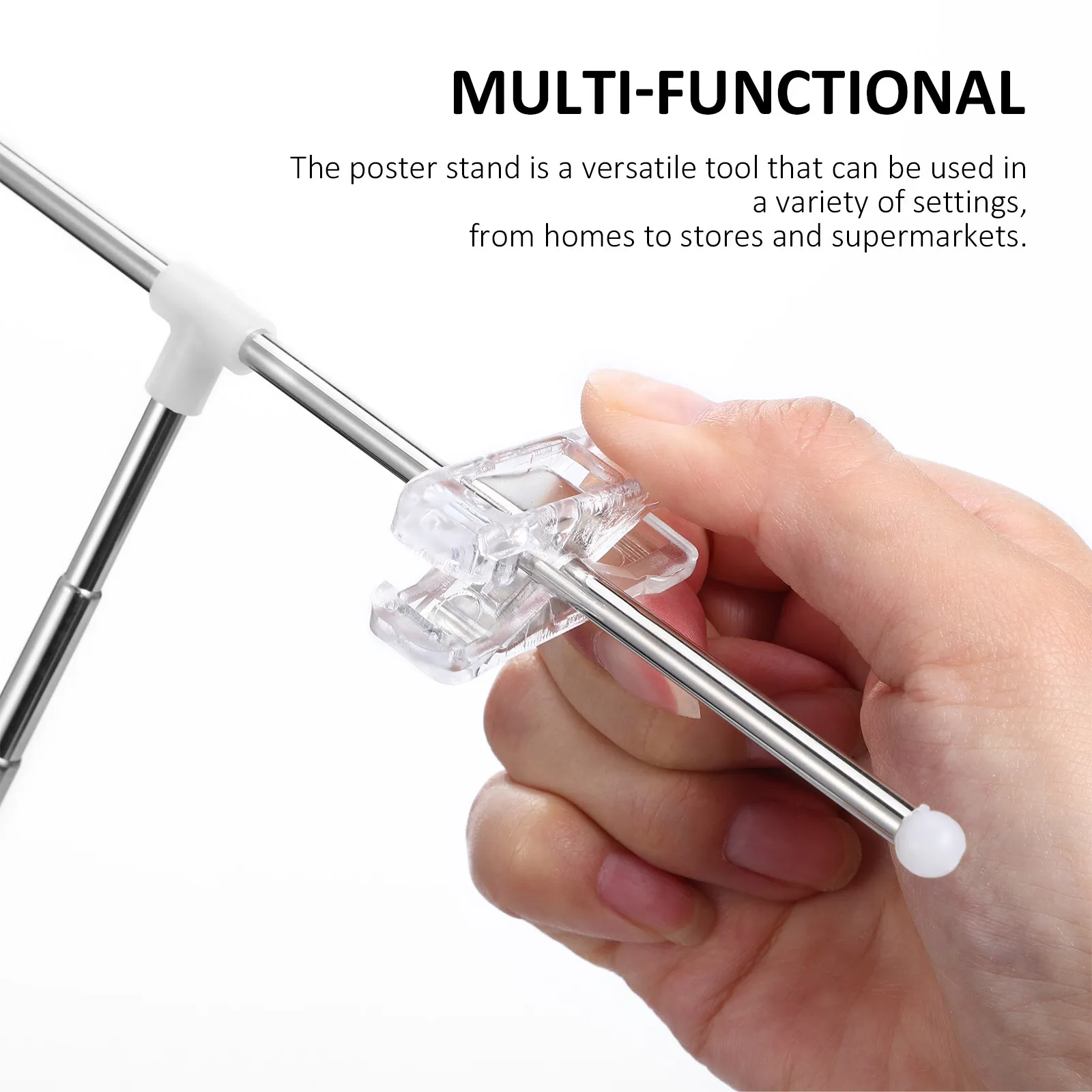 Stainless Steel Poster Stand 2 Pack Double Sided Adjustable Height Heavy Duty Banner Holder for Shop Home