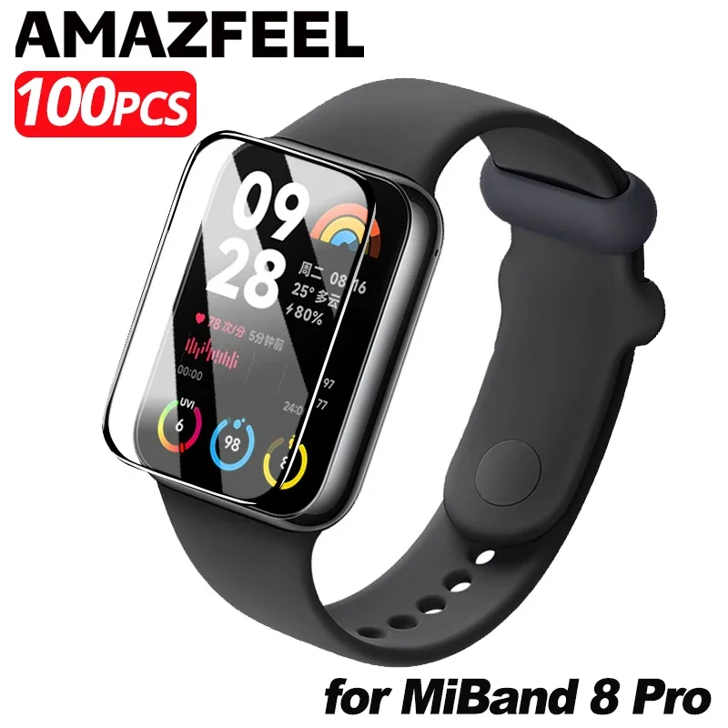 

100Pcs Mi Band 8 Pro Screen Protector Film 3D Full Cover Protective for Xiaomi Mi Band 8 Pro Active Screen Protection Accessorie