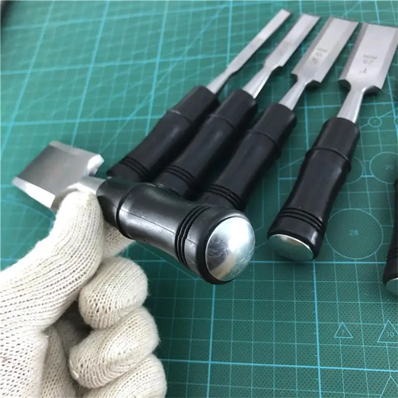 Cincel de acero para carpintería, cincel de madera, pala plana, mango de madera, cincel plano, cincel de acero de alto carbono