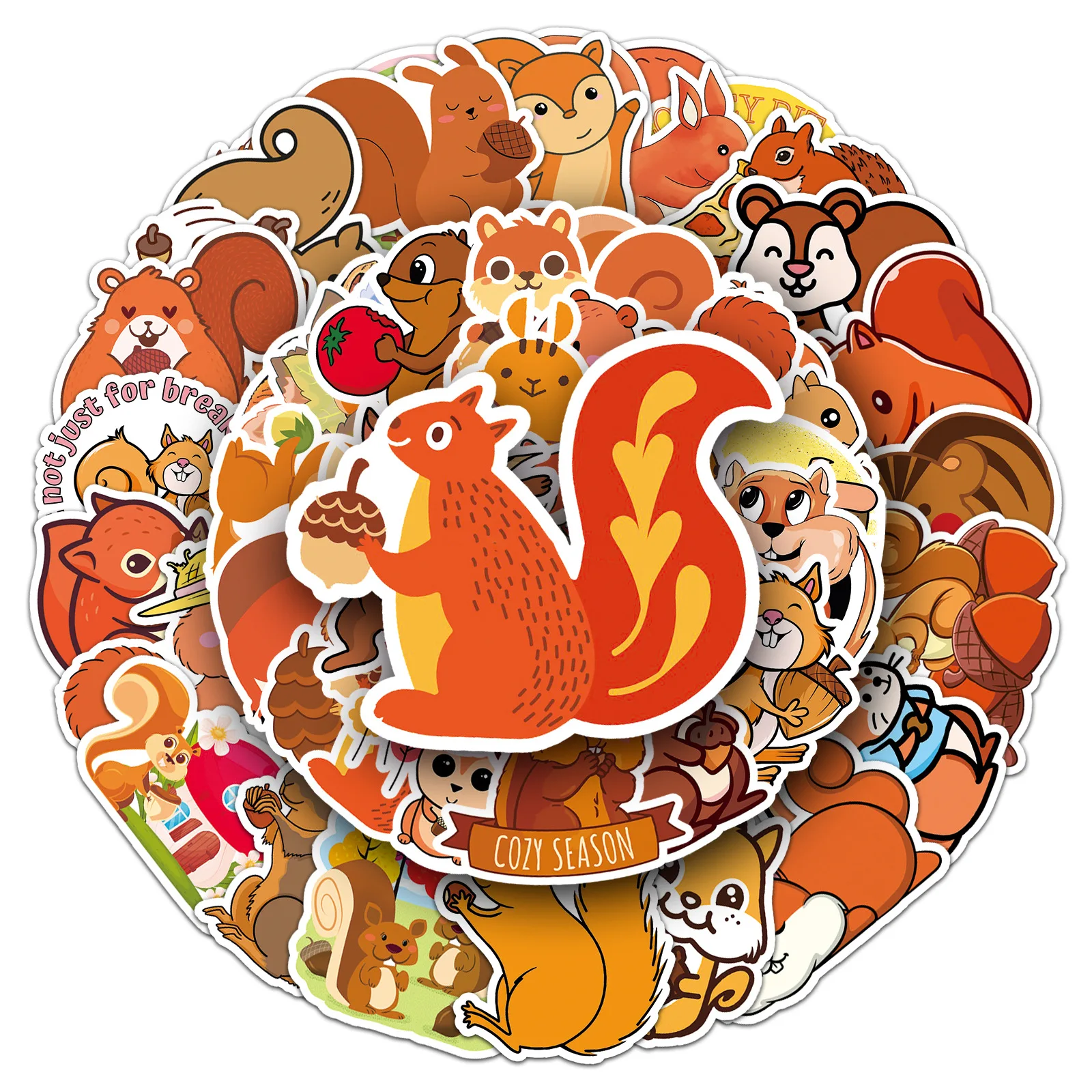 

50PCS Cartoon Cute Animal Squirrel Graffiti Sticker Funny Creative Decoration Diary Water Cup Luggage Decal Kids Toy Gift