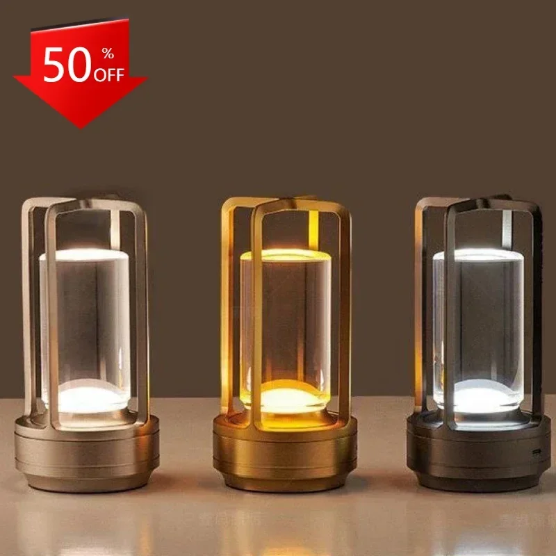 

2025 2600Mah Cross Table Hotel Homestay Portable Outdoor Camping Light Luxury Touch Table Light Bedroom Home Decoration Night Li