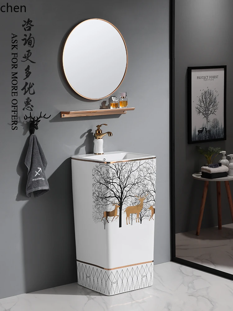 column basin Phnom Penh floor-to-ceiling washbasin Ceramic washbasin Integrated one-piece basin