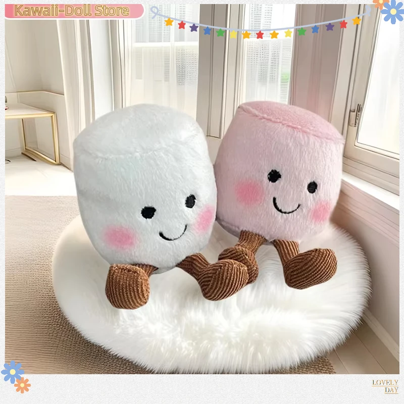 Marshmallow Plush Toy Keychain Car Key Ring Backpack Bag Decoration Pendant Children Gift Two-color Cartoon Soft Stuffed Doll