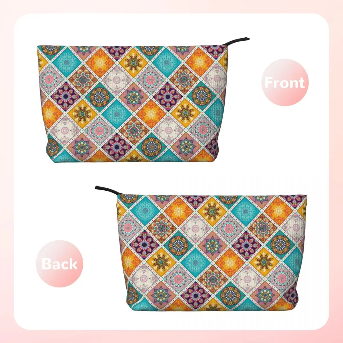 Custom Arabic Indian Ethnic Floral Mandalas Pattern Cosmetic Bag Women Kawaii Large Capacity Makeup Case Storage Toiletry Bags