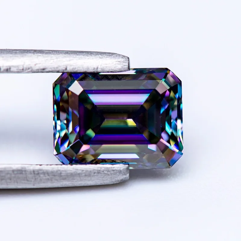 Moissanit-Stein Smaragdschliff Regenbogen-Grün DIY Schmuckherstellung Hauptmaterialien Mit Zertifikat – Detail 6