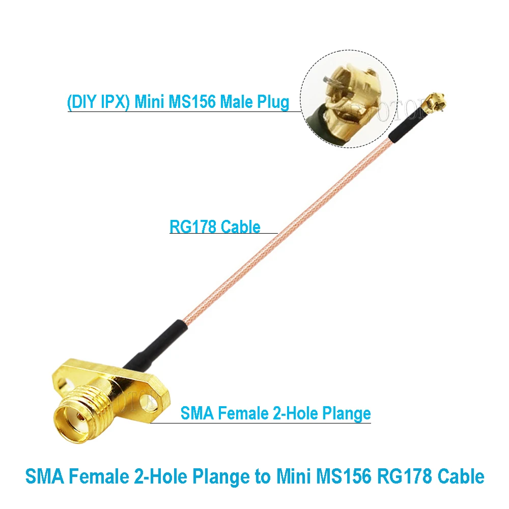 BEVOTOP Mini MS156 Male Plug (DIY ) to SMA Female Flange Panel Mount RF RG178 Cable for LTE Modem Antenna Extension Jumper