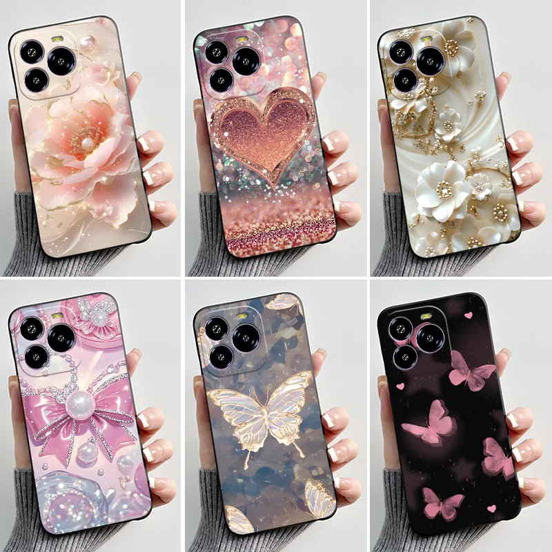 Printed Phone Case For Oukitel C65 / C65 PRO Capa Coque Soft Silicone Black Shell Cover Cute Flower Cartoon Casing Fundas