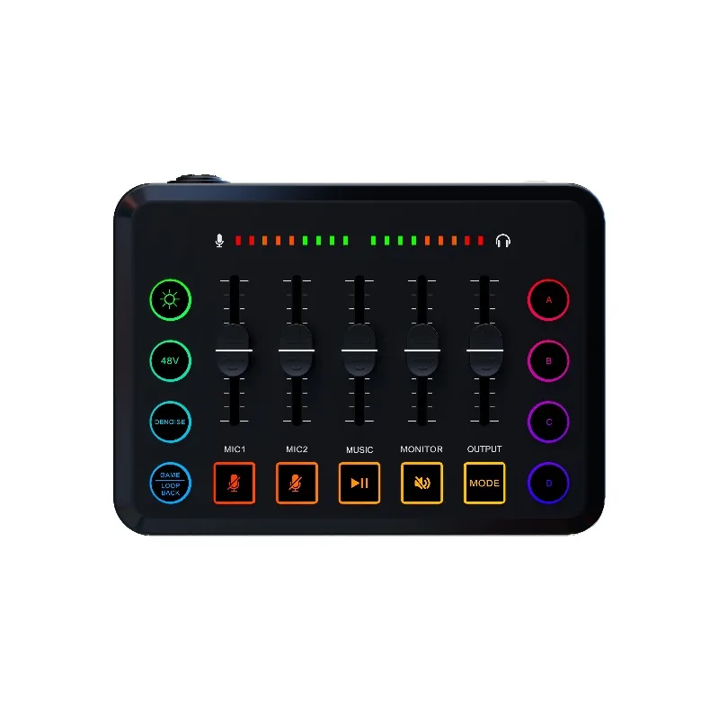 F9 Pro Live Sound Card – Intelligent Noise Reduction, OTG Lossless Audio, Bluetooth, RGB Lighting & 48V Phantom Power Supply