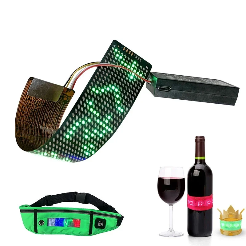 12*48 Pixels Flexible LED Display Panel APP Programmable Matrix Screen Individually Addressable Battery Rechargeable LED Display