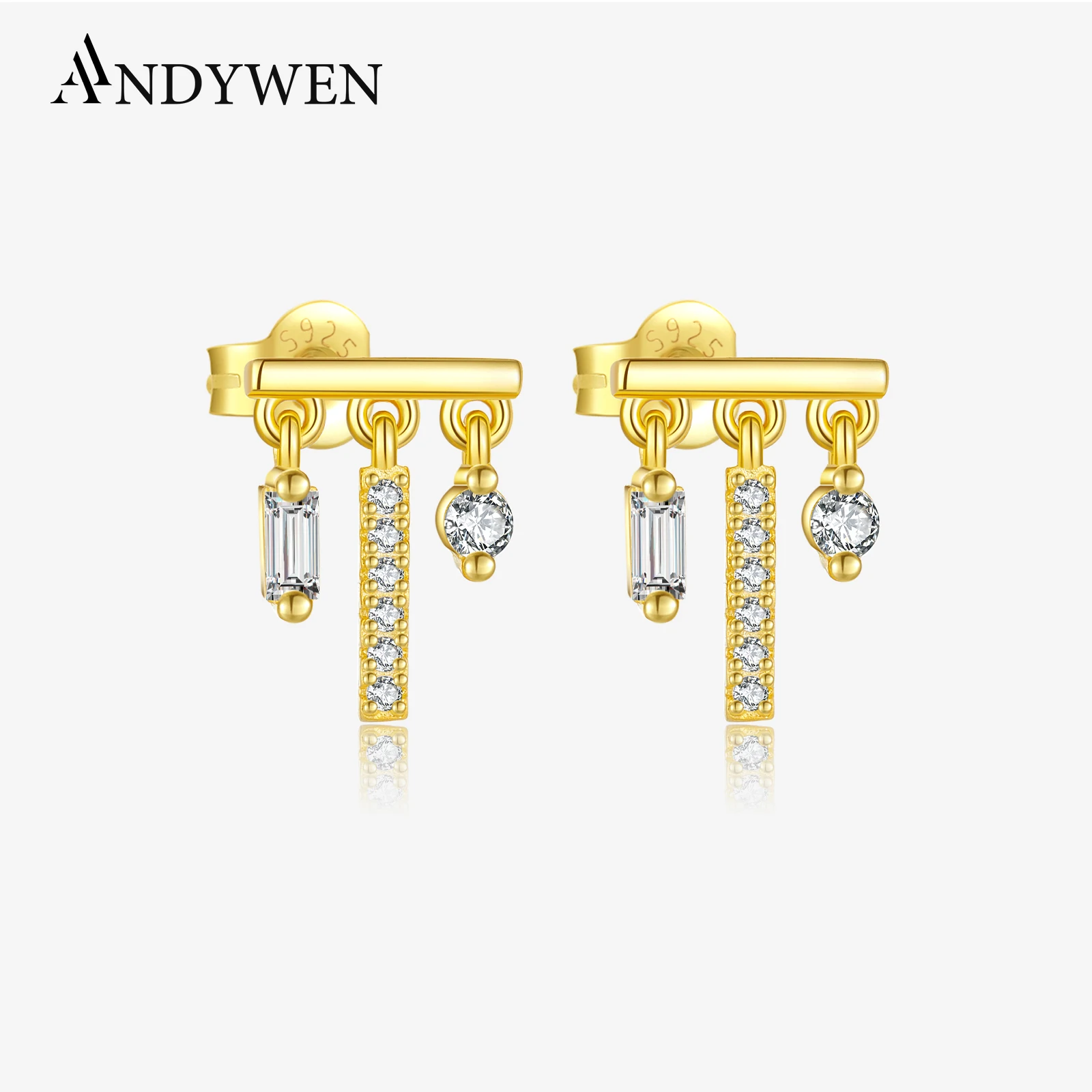 

ANDYWEN 925 Sterling Silver Geometric Zircon Stud Earring 2025 Women Jewelry Suitable for Both Casual Outings and Formal Events