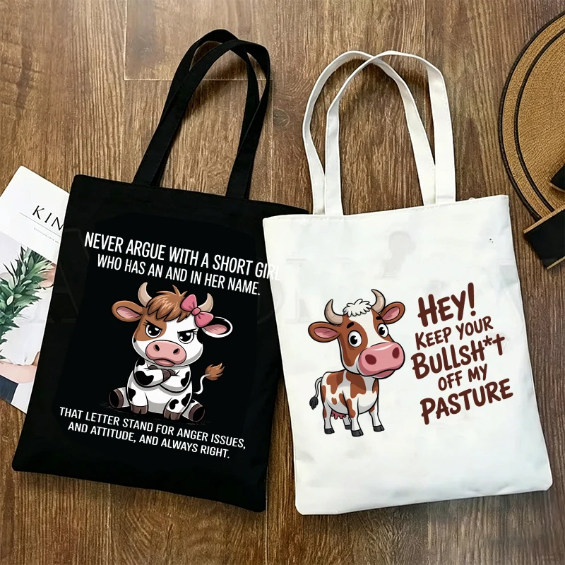 

Fun Cow "Keep Your Bullshit Off My Pasture" Print Women's Handbags Fashion Humor Sarcasm Animal Casual Teen Shoulder Bag