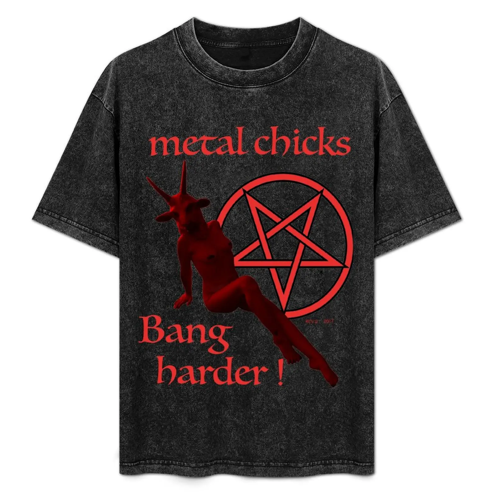 

METAL CHICKS - Art By Kev G T-Shirt Holiday Casual Short Sleeve Top