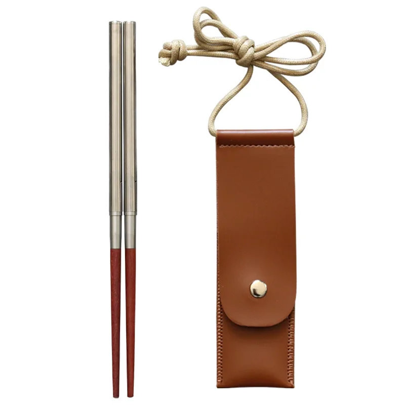 Foldable Stainless Steel Chopsticks with Storage Bag Portable Retro Chopsticks Household Kitchen Cutlery Tools