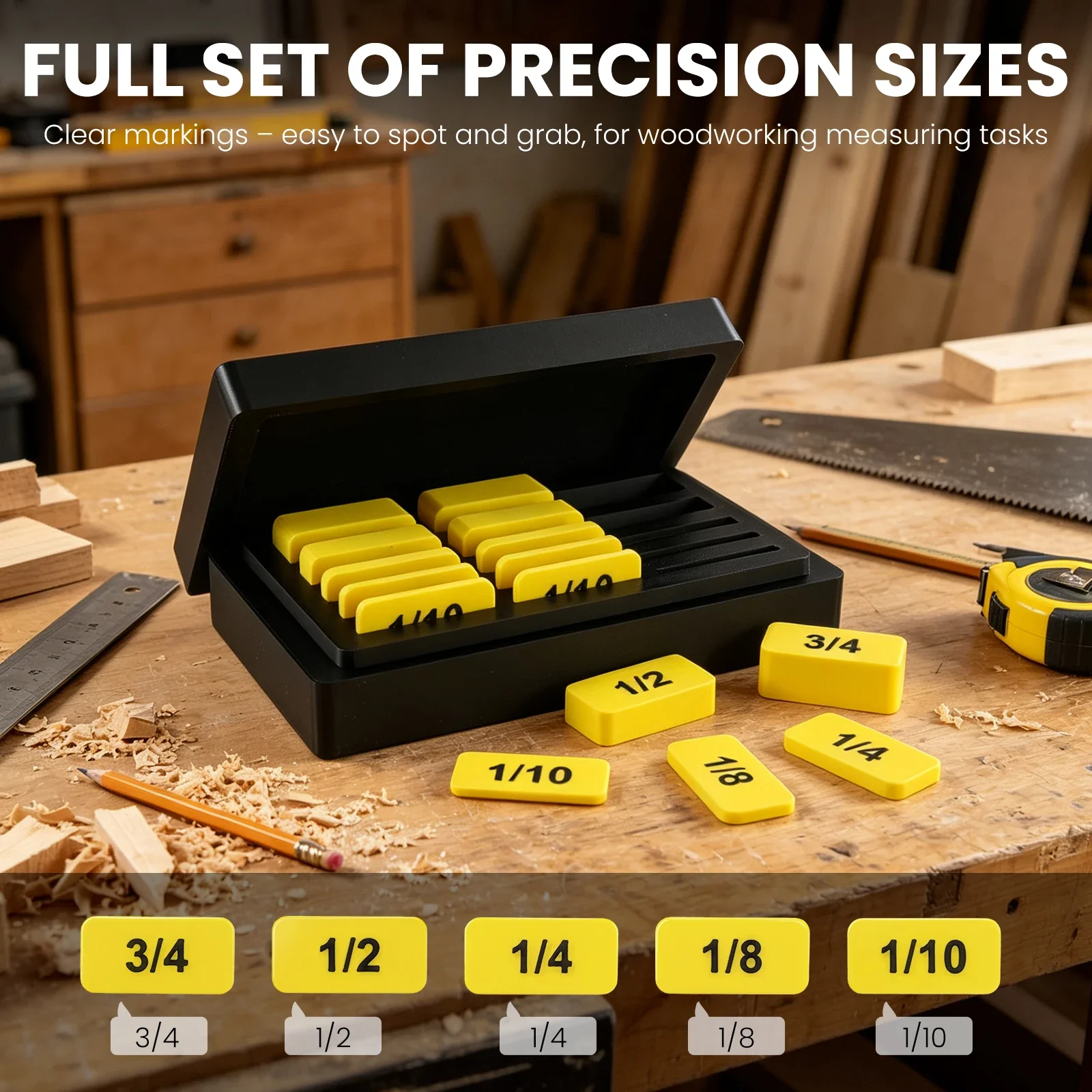 Woodworking Setup Blocks 15Pcs Spacer Blocks 3/4 1/2 1/4 1/8 1/10 Inch Stackable Gauge Blocks For Router Table Saw Fence Setup