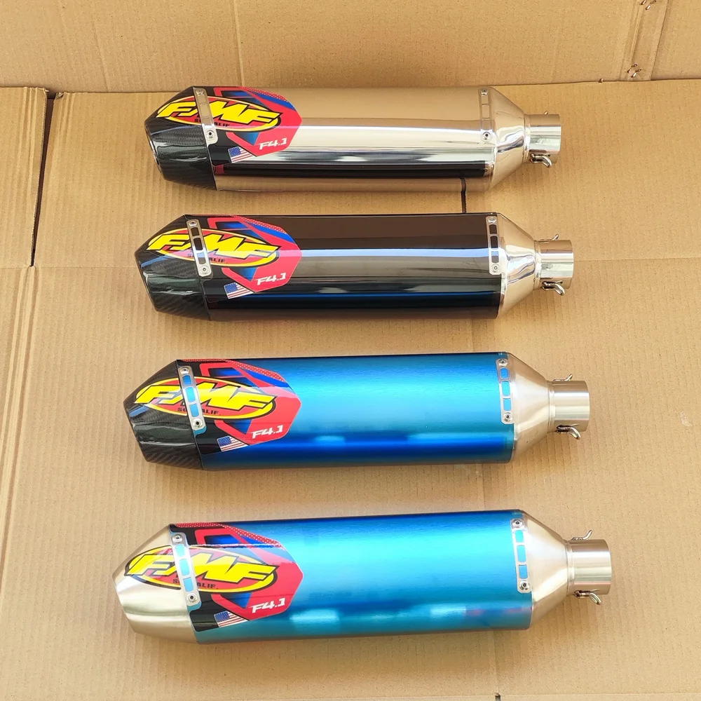 Motorcycle FMF Exhaust Muffler Pipe 470mm Length 51mm Inlet Universal Carbon Fiber End Cap with DB Killer