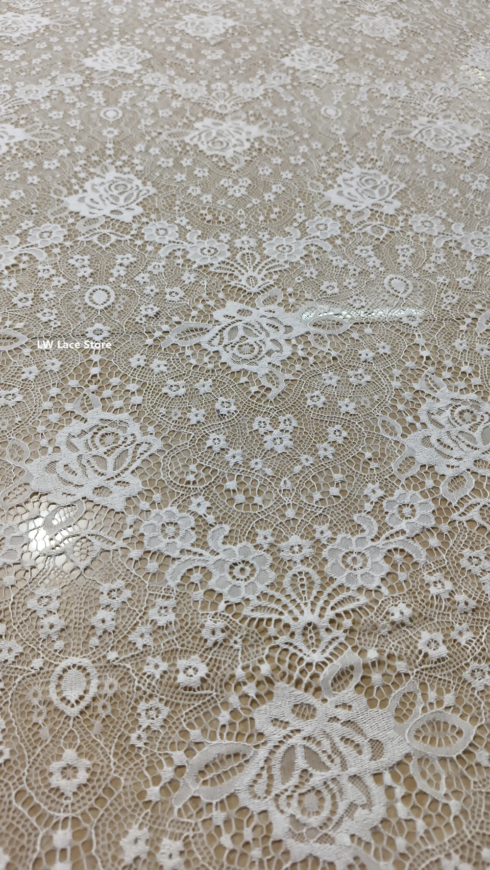 Off White Eyelash French Chantilly Lace Wedding Dress Fabric by the Meter Accesorios de costura 3 Meters Long
