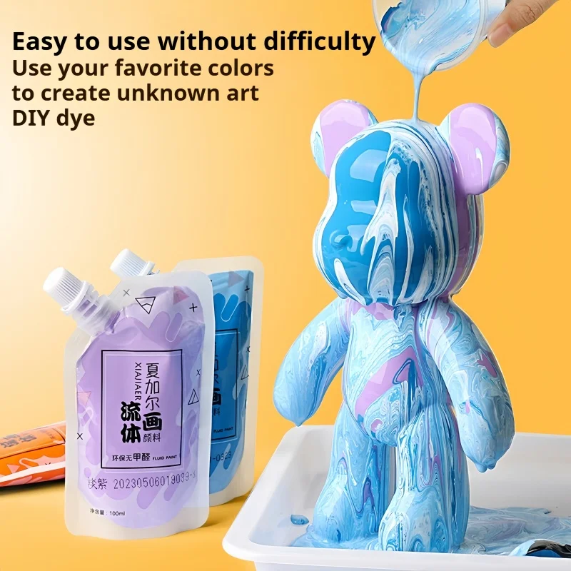 

Multi-colour /100ML/xiajiaer Fluid Painting Paints diy liquid flowing Acrylic Paints Art Student Creative painting fluid paintin