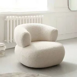 Sofá de lana de cordero para sala de estar, sillón perezoso blanco, ligero, lujoso, minimalista, moderno, nórdico, diseño de dormitorio, Red roja