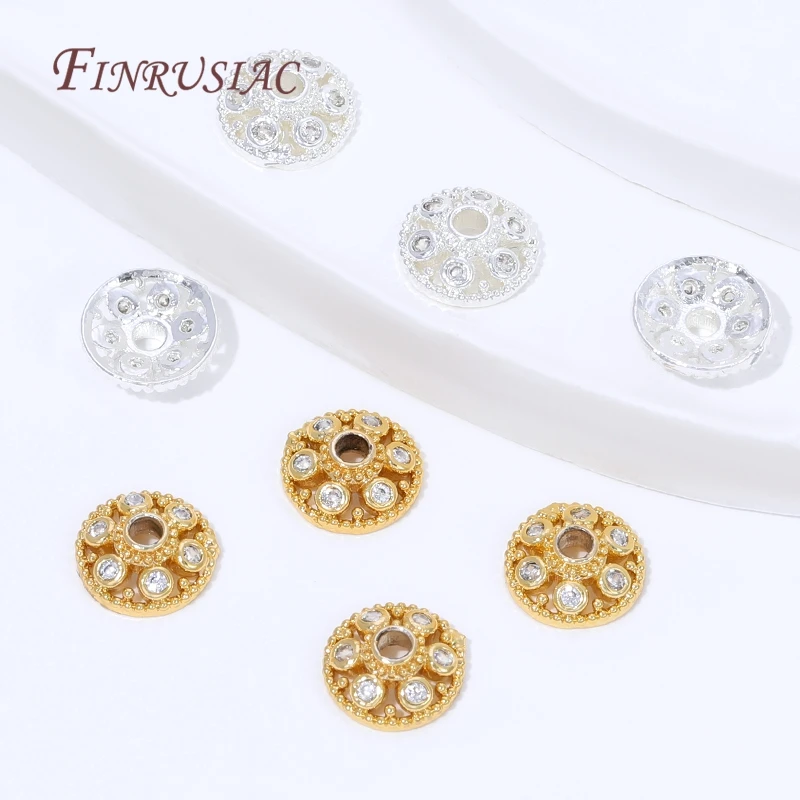10/20 Stück 18K vergoldete Messing-Perlenkappen, Blumen-Perlenkappen für Schmuckherstellung, DIY-Halsketten- und Armband-Zubehör – Detail 17