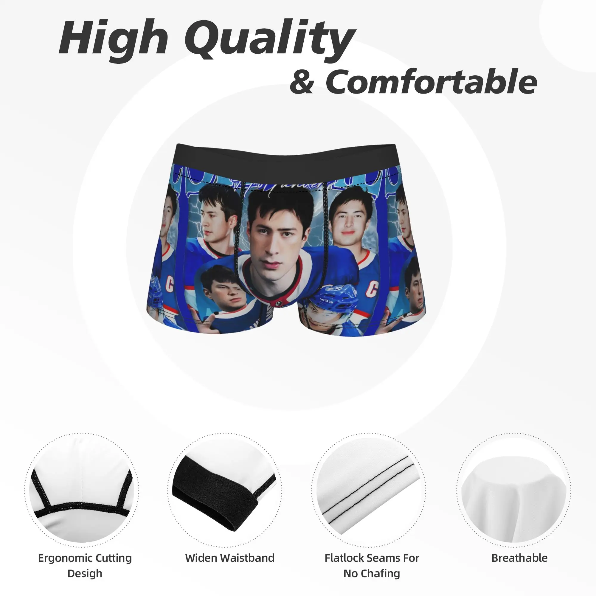 Men's Shane Hollander Underwear Heated Rivalry Hockey Funny Boxer Briefs Shorts Panties Homme Soft Underpants Plus Size