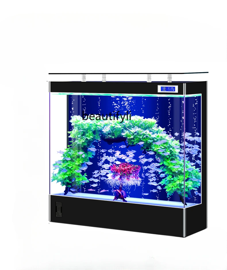 

Water-free landing medium and large ultra-white glass fish tank aquarium living room against the wall goldfish tank