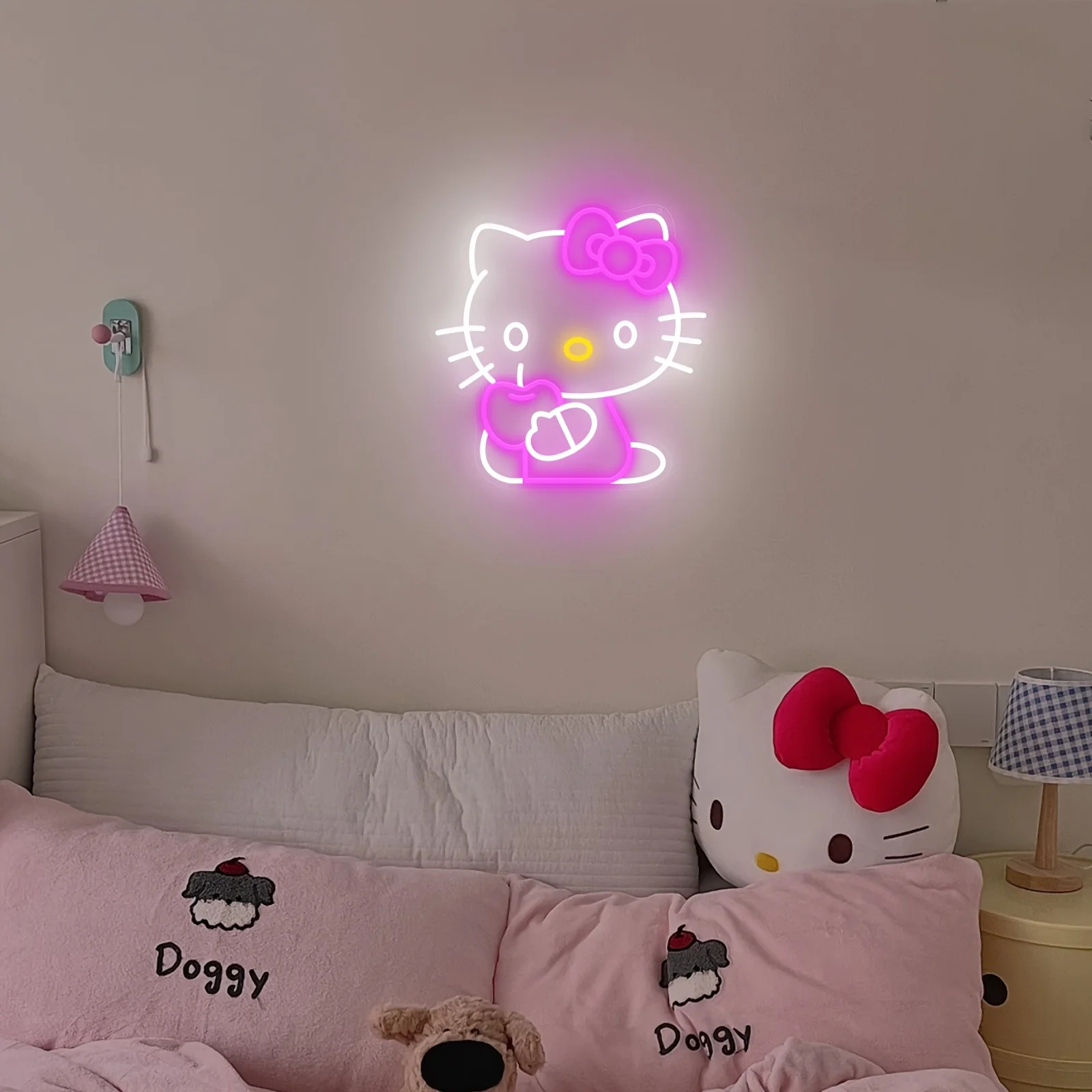 Hello Kitty LED Neon Sign Light Dimmable USB Powered Night Light Sanrio Lamp for Bedroom Birthday Party Decor Gift for Girls
