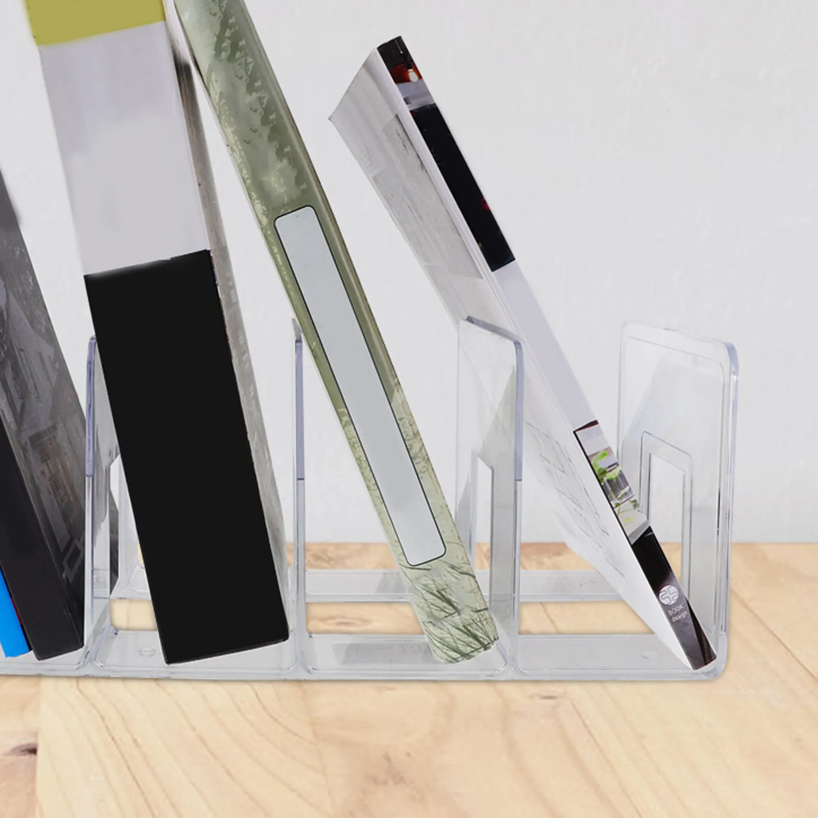 Acrylic Bookends Pink Desktop ganizer Storage Rack File Holder Transparent Multi Function Accessories Bookshelf Decorative Purse