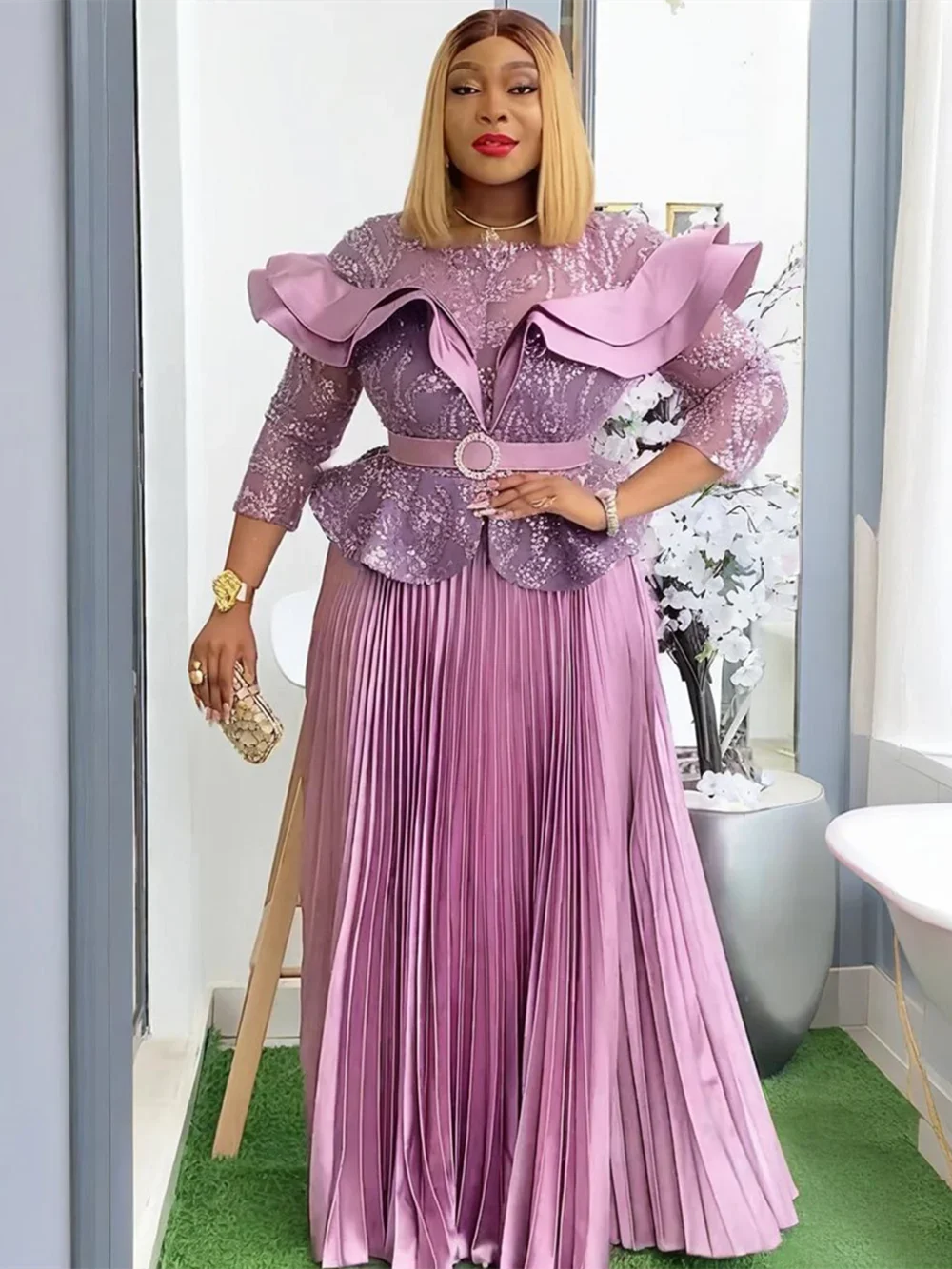 فساتين الحفلات الأفريقية مقاس كبير للنساء 2025 موضة جديدة Dashiki أنقرة ثوب مسائي زفاف أنيق فستان ماكسي إسلامي