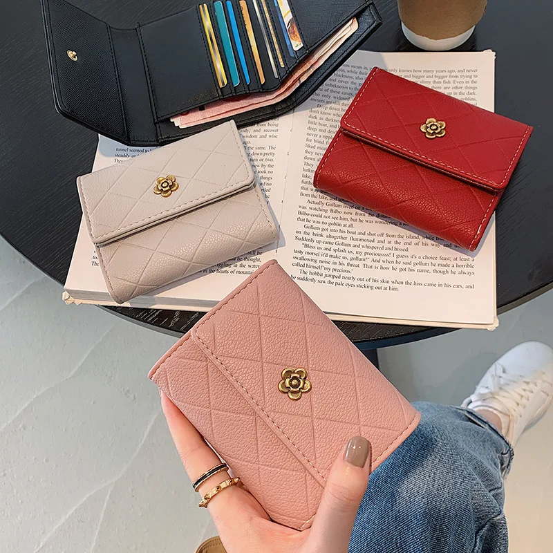 

Card Holder Women's Short Wallet European and American Chic-Style Folding Coin Purse Organ-Style Business Card Holde