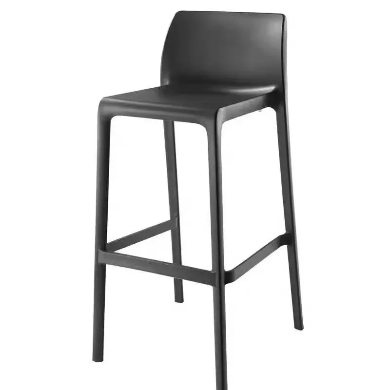 Modern simple plastic bar chair, stackable bar high chair, cashier front desk, plastic low back bar stool