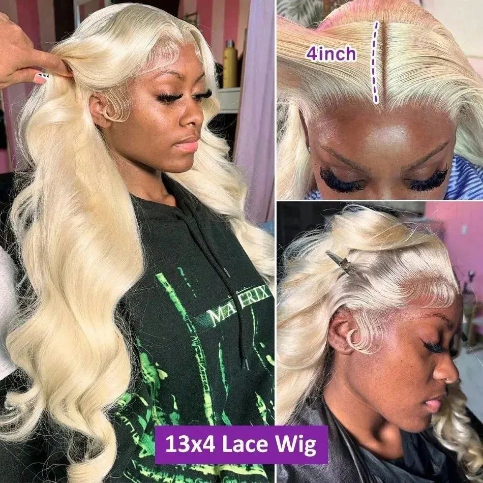 38 Inches #613 Blonde Body Wave Human Hair Wigs 250% Density 13x6 13x4 HD Transparent Lace Frontal Wig Pre Plucked Lace Pre Bleached Knots Pre Styled For Women Brazilian Hair