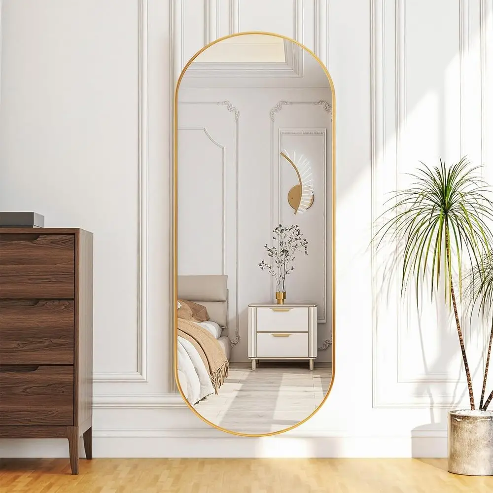 

Arched ull Length loor Mirror, Oval ull loor Mirror, Large Wall Mounted Arched-Top Body or Living Room, Bedroom, Bathroom, Entry