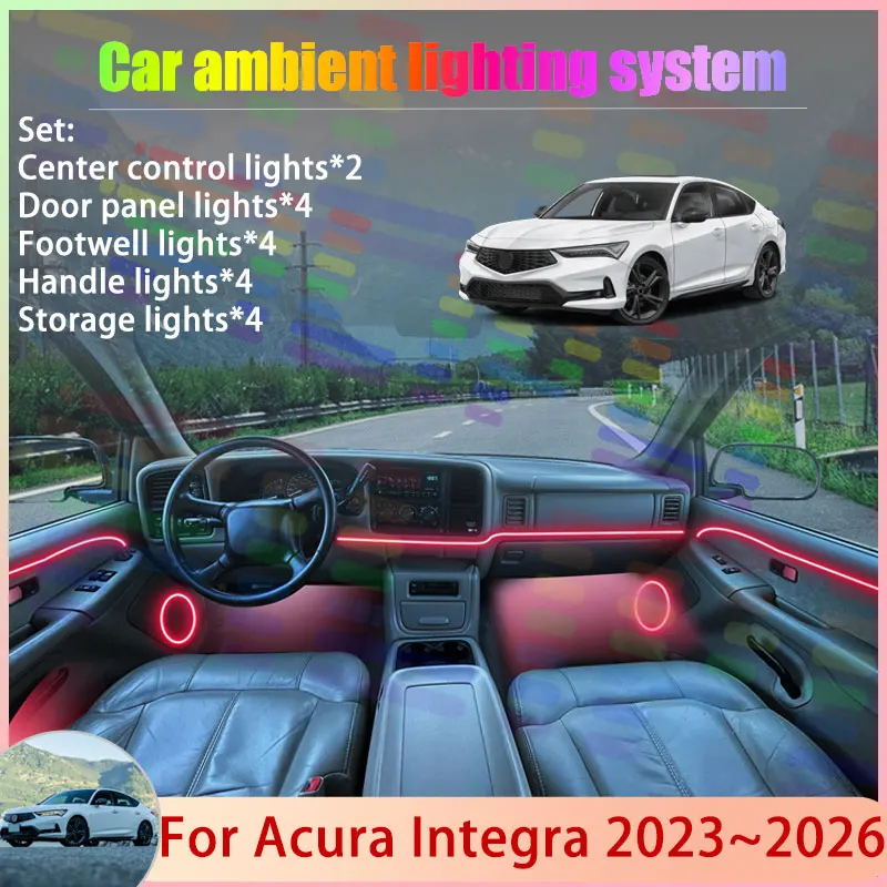For Acura Integra 2023~2026 DE4 DE5 Honda 2024 2/24 in 1 Car Atmosphere Light Lamp RGB Shade Ensemble Streamer Atmosphere Set