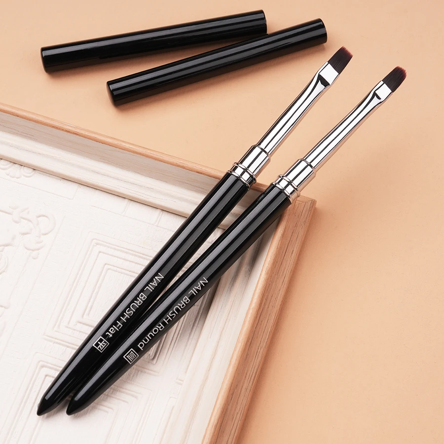 2pcs Of Light Treatment Pen Nail Tools with Cap Broad Round Tip Large Square Round Tip Flat Tip Nail Art Pen Pole Broader Pen H