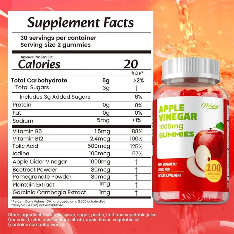 Apple Cider Vinegar 1000mg Gummies - Appetite Control,Metabolism,Support Digestive Function and Immune Health,Maintains Vitality