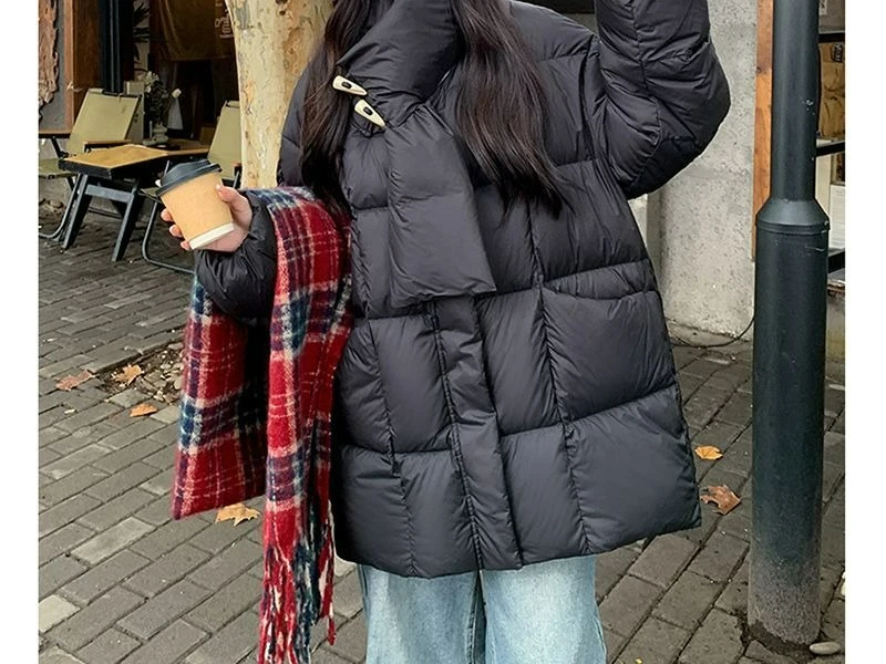 2025 جديد القرن مشبك سميكة الشتاء وشاح طوق فستان قطني طالبة معطف فضفاض