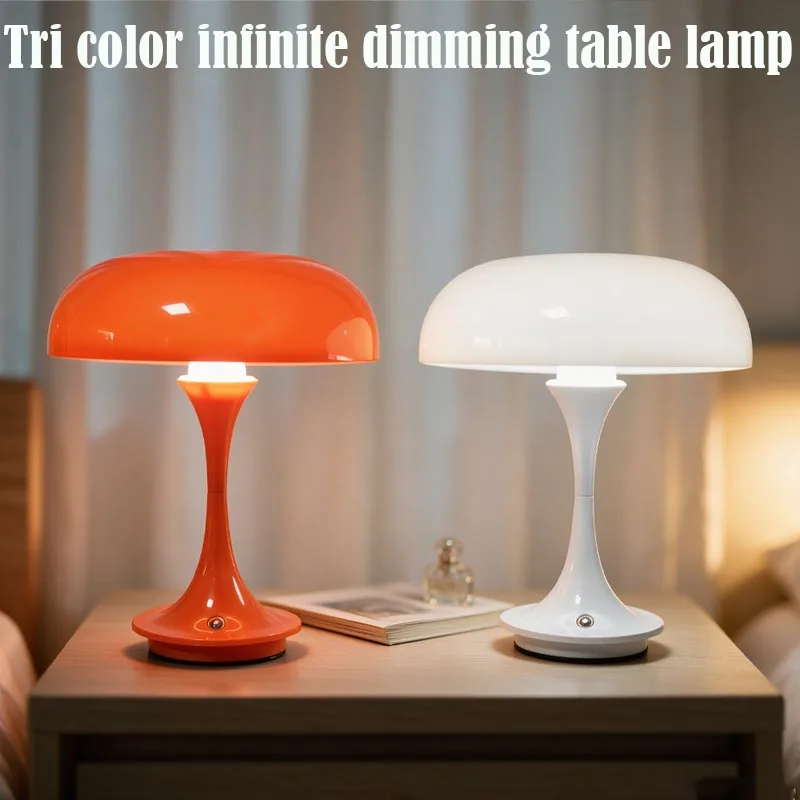 Lampe de table rétro en forme de champignon, lumière d'ambiance rechargeable pour chambre à coucher, petite veilleuse, décoration de bureau pour salle à manger