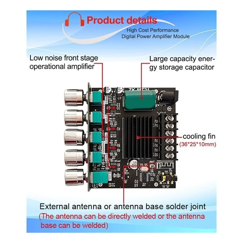 ABVJ-For ZK-MT21 2.1 قناة بلوتوث 5.0 لوحة استريو الصوت باس مضخم الصوت المجلس