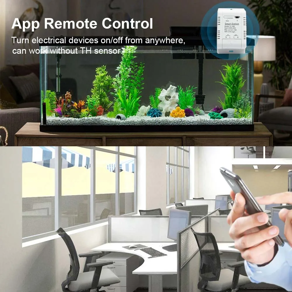 

10 шт. датчик температуры eWeLink, умное реле Wi-Fi, управление через приложение, совместимость с Google Home, модуль TH-16RF16A, 3000 Вт