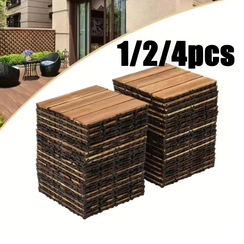 1/2/4pcs Splicing Solid Wood Flooring And DIY Interconnected Floor Tiles Are Suitable For Outdoor Gardens Terraces Swimming Pool