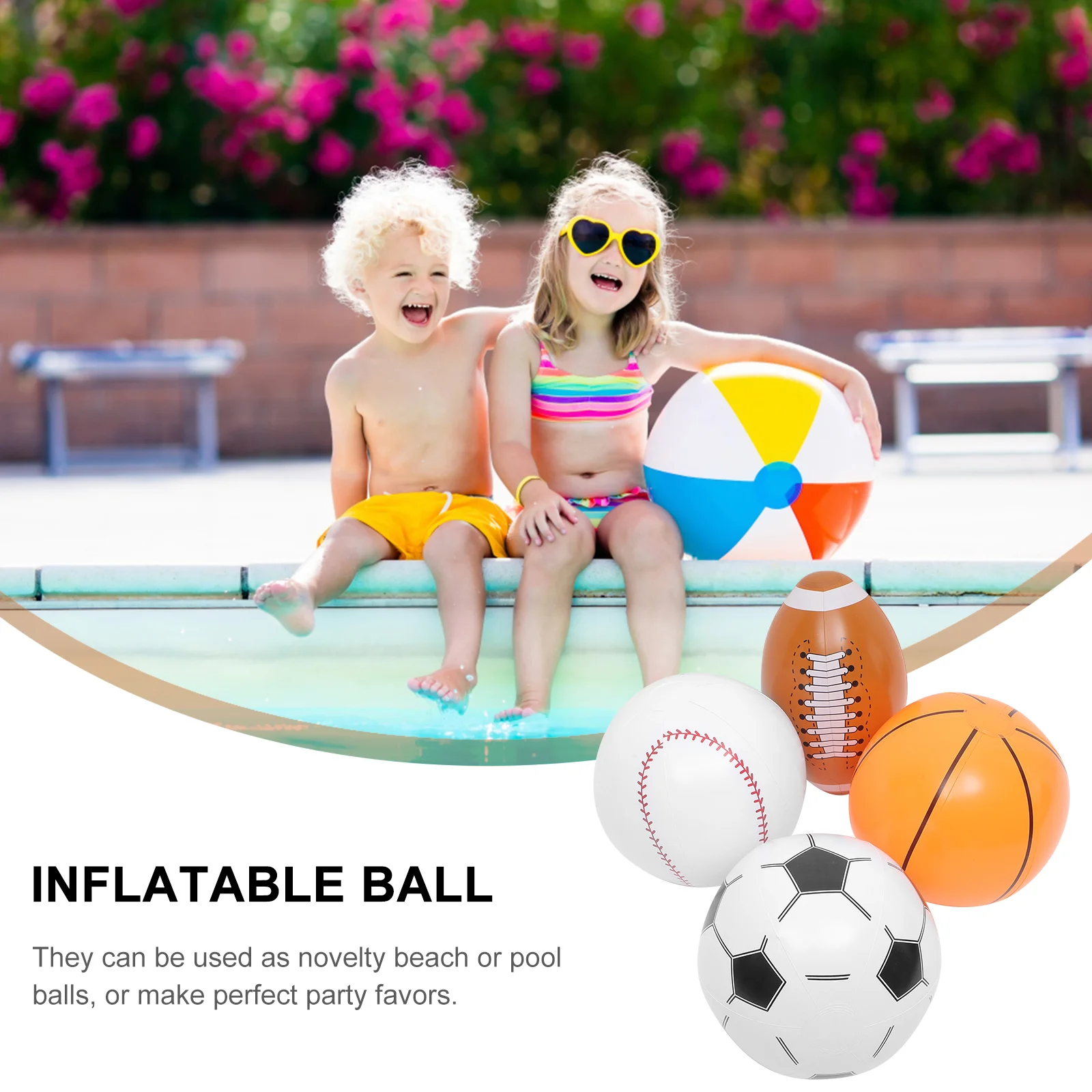 4 Pcs Inflatable Beach Basketball Football Baseball PVC Sports Birthday Party Decorations Mini Soccer Pool Toys Novelty