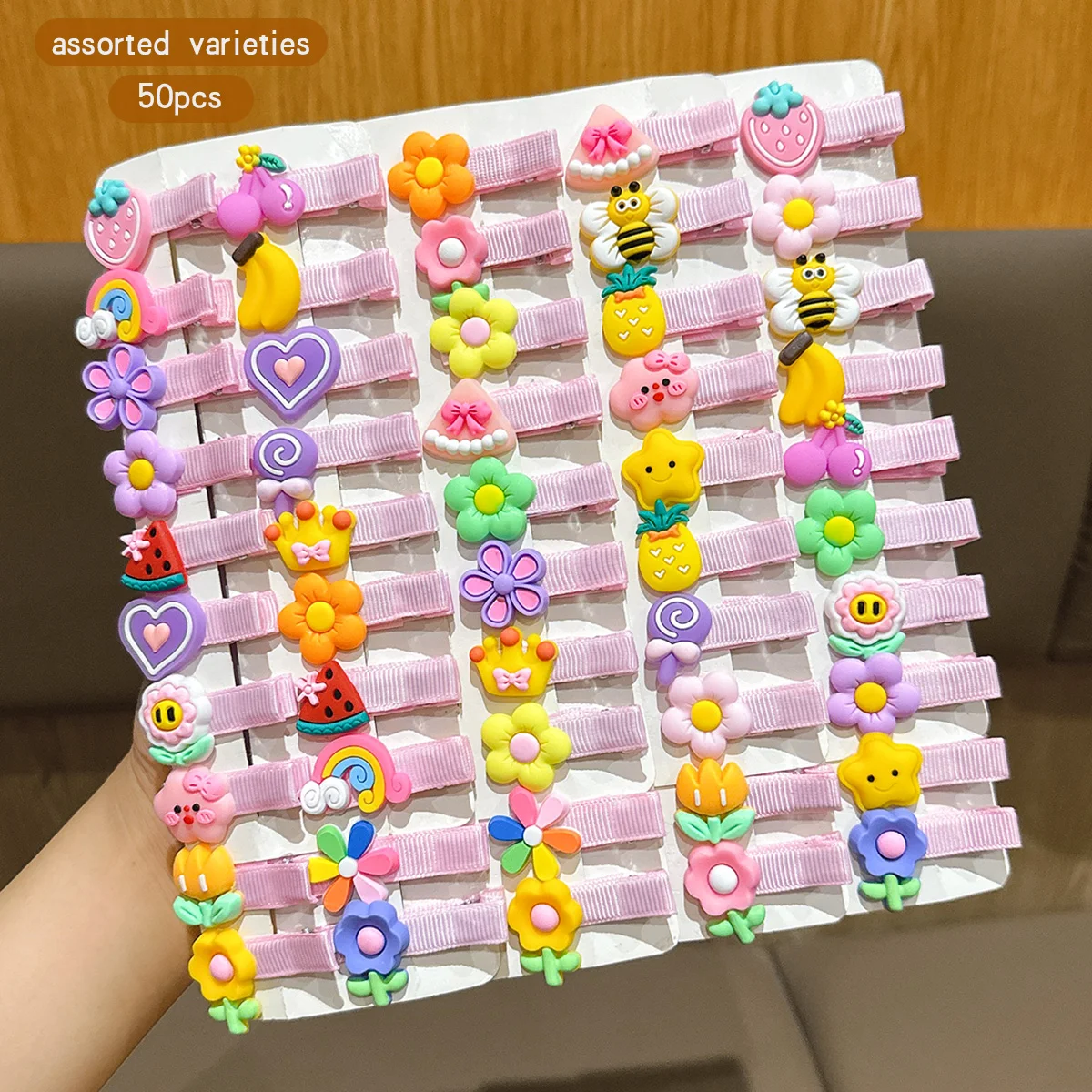 

50 random cartoon cute hair clips with sweet and stylish hair accessories suitable for daily use
