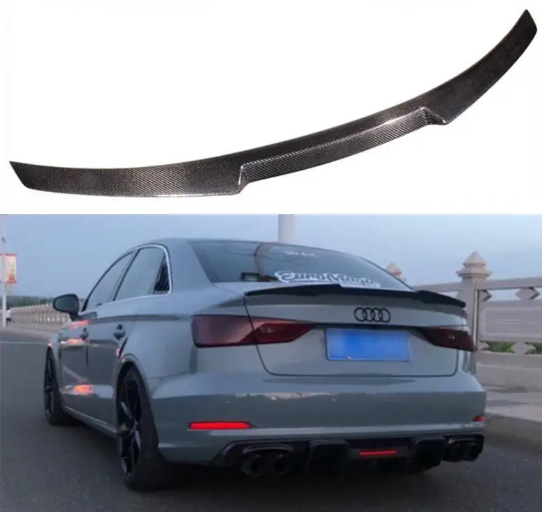 M4 STYLE REAL CARBON FIBER REAR TAIL WING TRUNK LIP SPOILER FOR Audi A3 S3 RS3 SLINE 2014 2015 2016 2017 2018 2019 2020