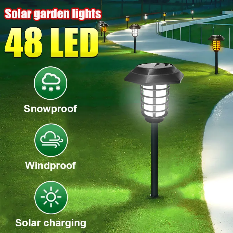 

48 светодиодный солнечный свет, водонепроницаемые садовые уличные фонари, уличное ландшафтное освещение, дорожное освещение, украшение, дорожка, газон, двор, фонарь